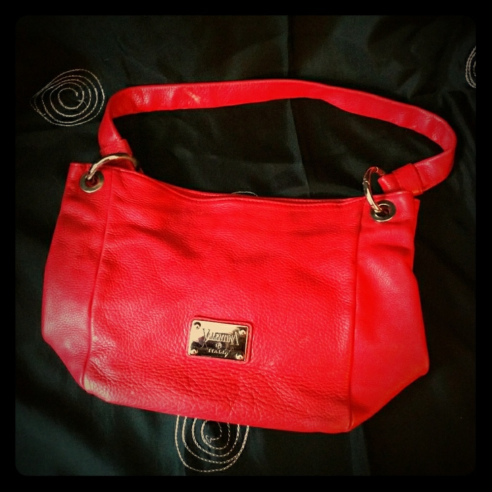 Valentina Italia Red Leather Handbag